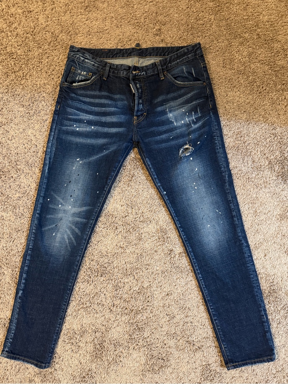 DSQUARED2 Mens Dark Blue Distressed Skinny Jeans